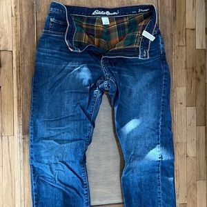Pair of Eddie Bauer flannel lined jeans size 32x32.